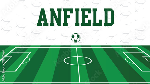 Anfield Drawings Of City Names, England Football green field, Vector Illustration Abstract Editable image, Social Media and web Post