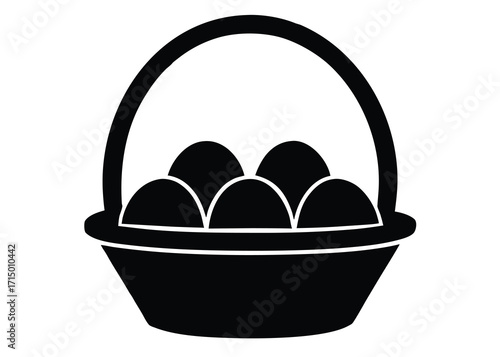 egg hunt basket silhouette vector art icon