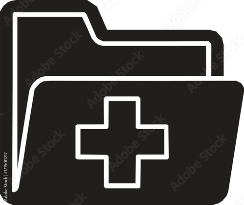 Medical file folder silhouette icon for healthcare and documentation. Silhouette vector Illustration.