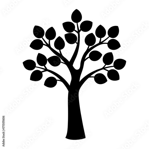 Elegant minimalist tree illustration, showcasing a simple yet refined silhouette design