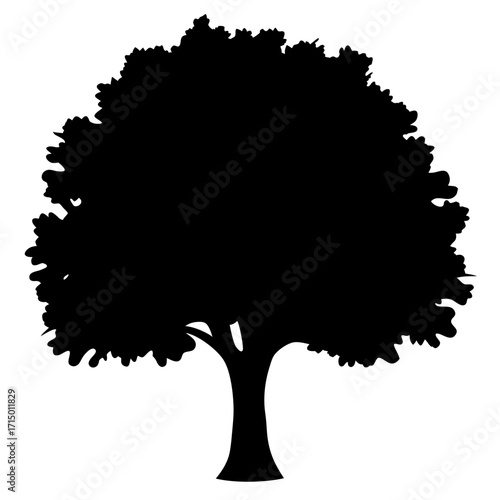 A simple and elegant black silhouette of a tree against white background