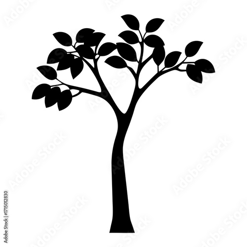 Silhouette of a tree with leaves, simple and elegant illustration design