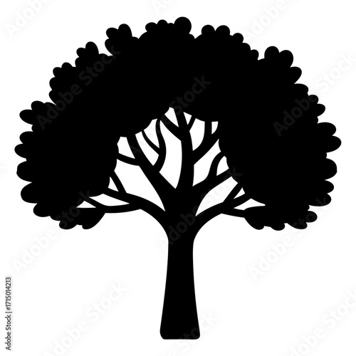 Elegant monochrome tree silhouette showcasing its robust trunk and expansive canopy shape