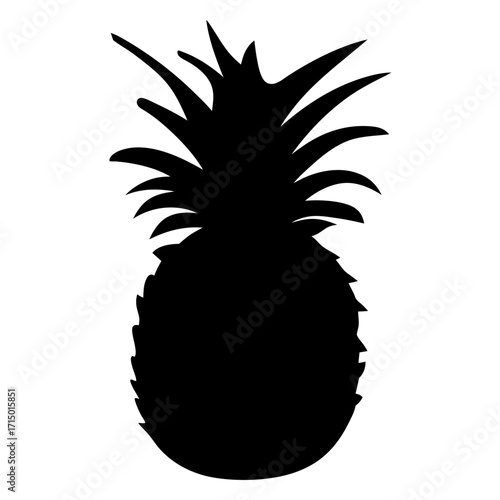 Black silhouette of a pineapple with its distinctive crown and spiky skin
