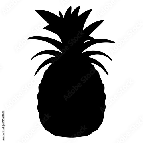 Black and white pineapple silhouette evokes summer, tropics, and healthy eating