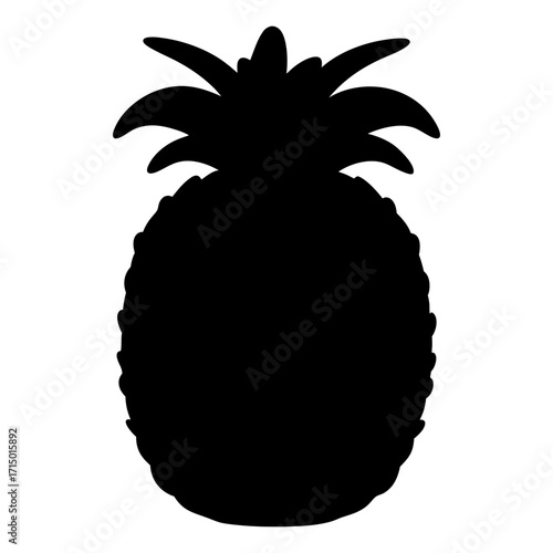 Striking Black Silhouette of a Tropical Pineapple, a Delicious Exotic Fruit
