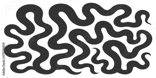 Black and white seamless pattern with circles and wavy lines creates an elegant and timeless texture for textile design or wallpaper