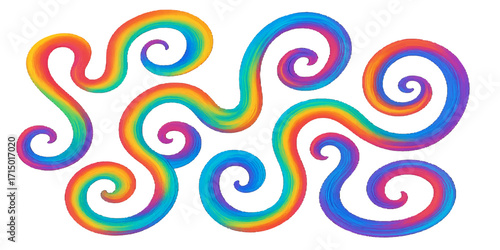 Colorful and seamless floral vector pattern with a retro art style, featuring abstract circles and a swirling wave texture