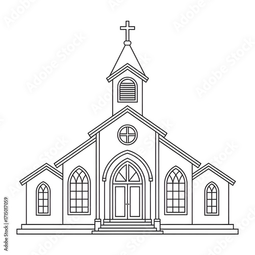 church building of colouring page 