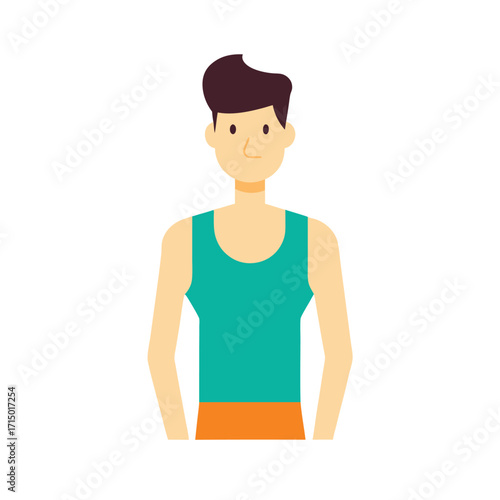 summer beachwear young man outfit with tank top flat color illustration
