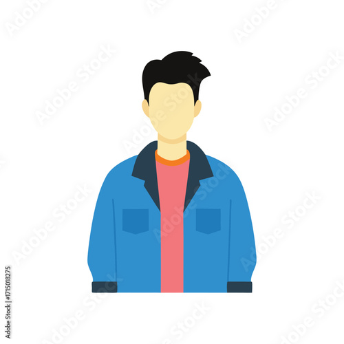 retro 90s young man fashion with denim jacket flat color illustration