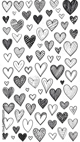 Black and white hearts