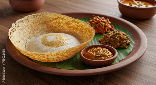 Traditional Sri Lankan Hoppers with Sambol and Curry