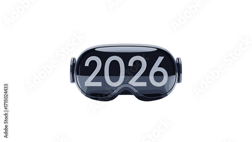 VR headset displays the year 2026.
