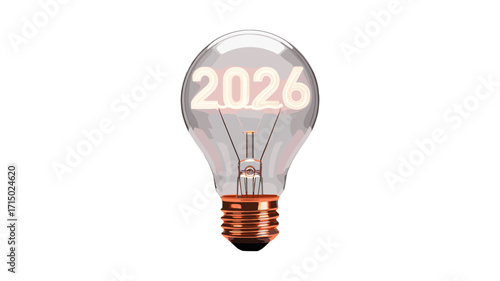 Bright future concept symbolized by a lightbulb with 2026 illuminated inside.