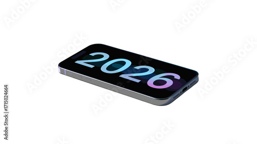 A digital screen showing the year 2026. 