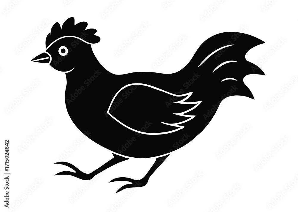 Fototapeta premium chick running silhouette vector art icon