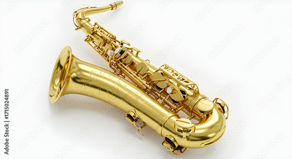 Obraz premium Golden saxophone isolated on white.
