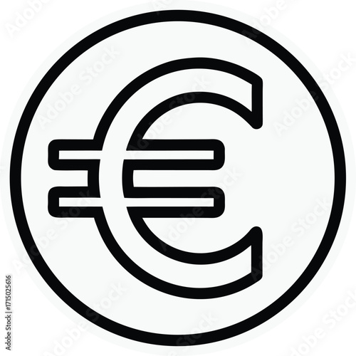 Euro Currency Symbol Icon, European Money Sign, Euro Coin Outline, Finance Euro Symbol