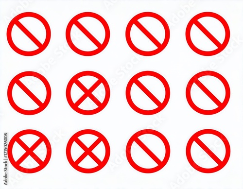 Free Download A grid pattern of red prohibition symbols on a white background. - GFXLoad