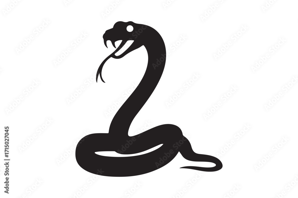 Fototapeta premium Silhouette of a cobra snake in a defensive pose