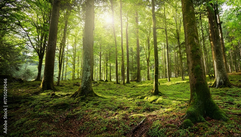 Obraz premium Green Forest Environment Beautiful Forest