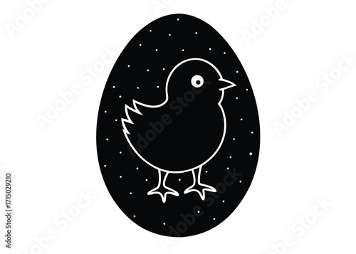 egg with chick face silhouette vector art icon