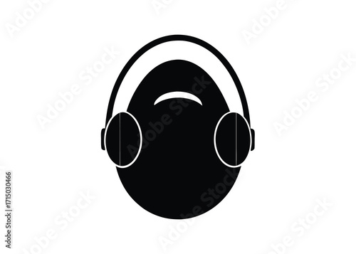 egg with headphones silhouette vector art icon