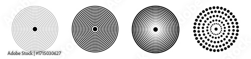 Simple radial, radiating and concentric circles. Target, aim, bullseye icon, symbol.