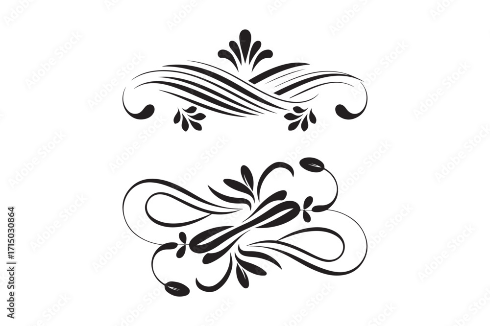 Fototapeta premium Elegant black flourishes and swirls decorative elements
