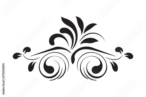 Elegant black flourish with swirls and leaves