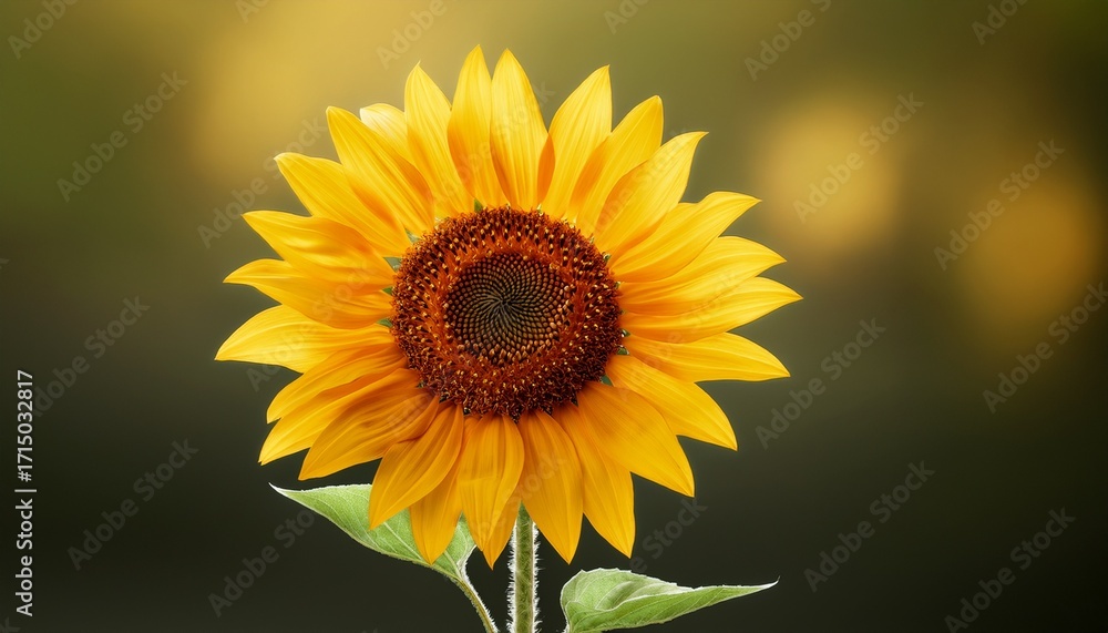 Fototapeta premium Vibrant Single Sunflower Bloom With Long Stem