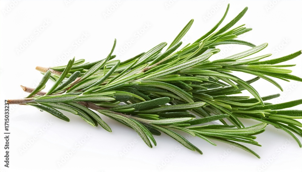 Fototapeta premium Fresh Rosemary Sprigs Isolated On White Background Aromatic Herb For Food