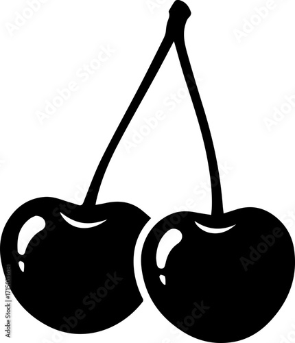 Juicy red cherries on stems, a vibrant symbol of summer sweetness and healthy indulgence for designs.