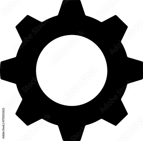 Modern black gear icon symbolizing industry innovation, mechanical engineering, and precision manufacturing solutions