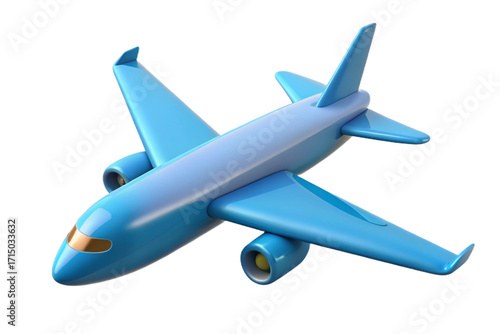 3d blue airplane ready for business travel and global adventures transparent background png isolated on transparent background