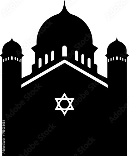 Iconic synagogue silhouette symbolizing faith, heritage, and community gathering spaces