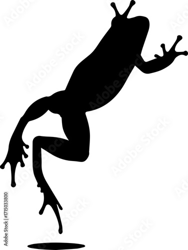 Dynamic frog silhouette leaps forward with energetic motion capturing natural agility and freedom