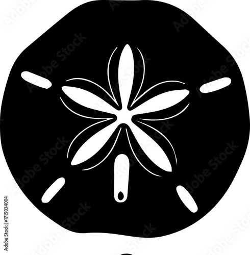 Elegant black sand dollar silhouette perfect for coastal designs and ocean-themed projects