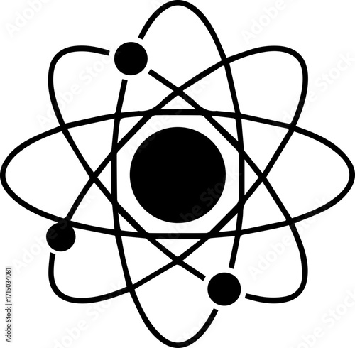 Modern atomic symbol representing scientific discovery and cutting-edge research in a clean, professional design.
