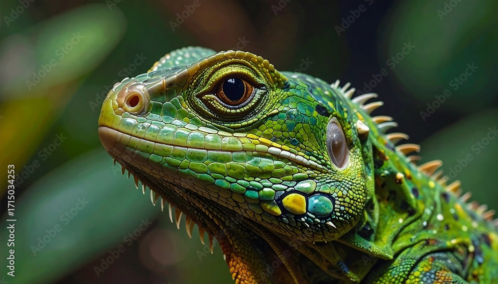 Fototapeta premium Emerald Iguana's Enthralling Close-up