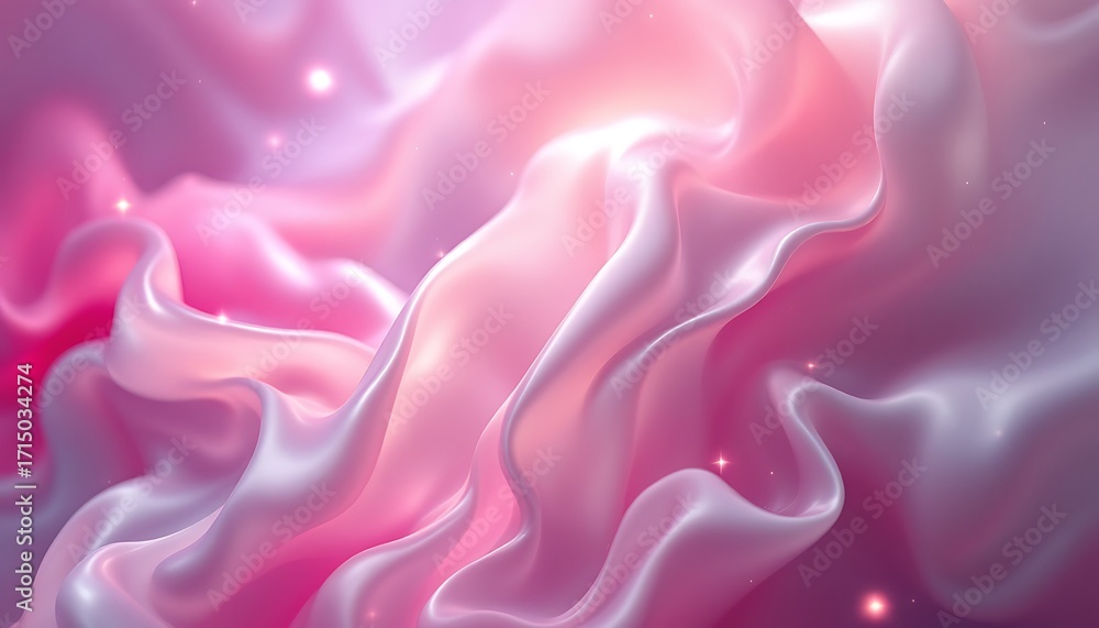 Fototapeta premium An abstract, elegant pink silk background with a soft, flowing texture and a decorative, shiny wave pattern