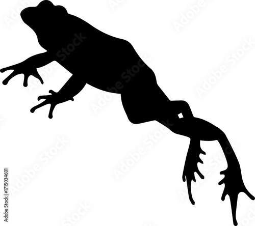 Dynamic silhouette of a frog leaping forward, capturing natural motion and wild energy for vibrant designs