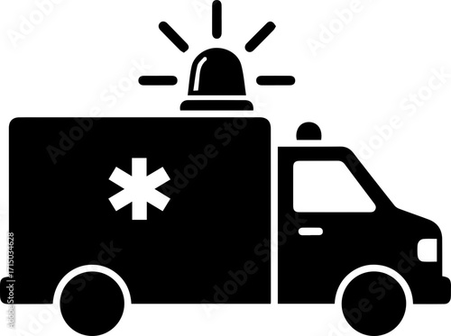 Urgent medical emergency vehicle with flashing light, ready for rapid response and patient transport.