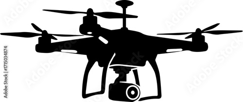 Sleek modern drone with camera captures aerial views for professional photography and videography projects