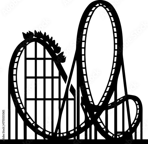 Thrilling roller coaster adventure with loops and drops, capturing excitement and park fun