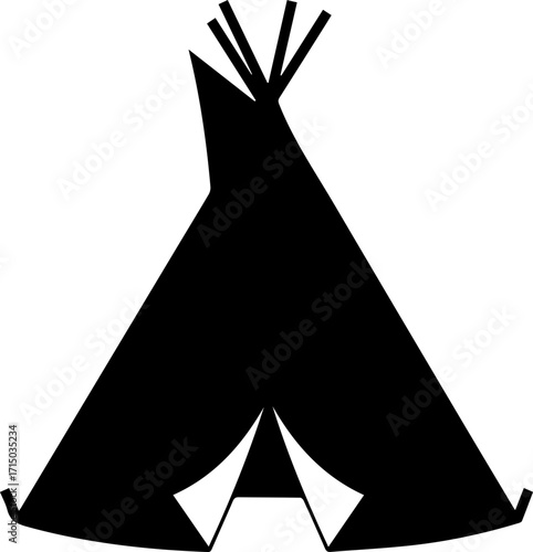 Iconic teepee dwelling silhouette symbolizing native heritage and rustic outdoor living adventures