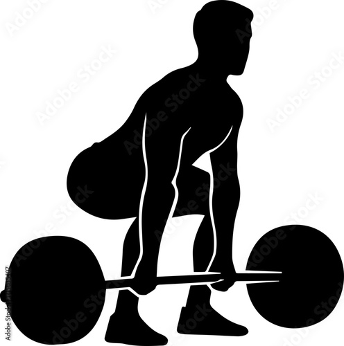 Dynamic silhouette of a powerful athlete lifting a heavy barbell, showcasing strength and determination in action.