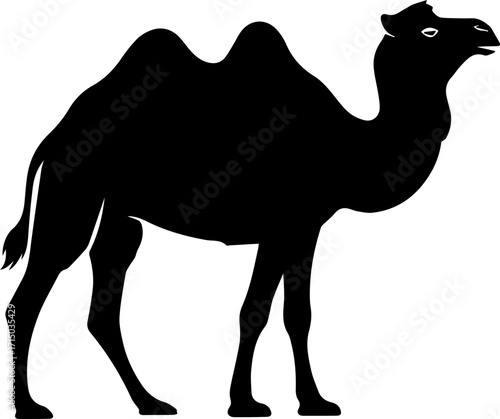 Majestic camel silhouette embodies desert travel and endurance, perfect for adventure themes