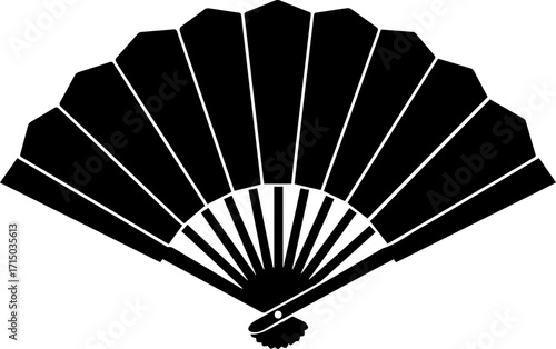Elegant black folding fan design evoking tradition and sophistication for cultural projects.